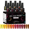 MEET ACROSS 8Pcs/Set Red Pink Gel Nail Polish Spring Colorful Laser Nail Art Gel Varnish Nail Supplies Manicure For Nails 3