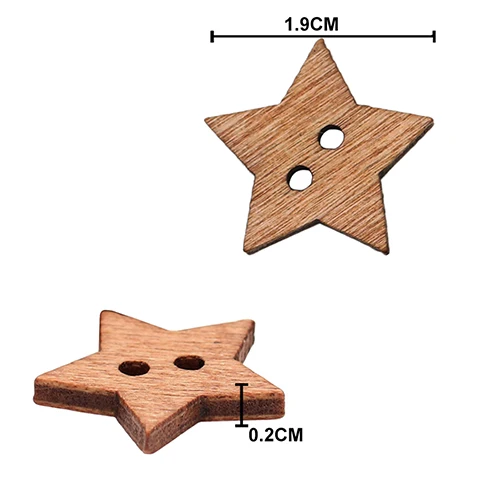 100Pcs 2 Holes DIY Star Shape Wooden Button Scrapbook Craft Sewing Buttons Five-pointed Star Shaped Duttons For Clothing Botones 6