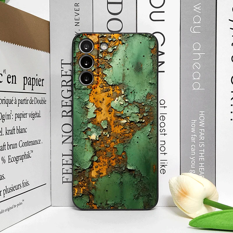 Artistic Rusty Metal Surface Pattern Shockproof Phone Case with Soft Cover
