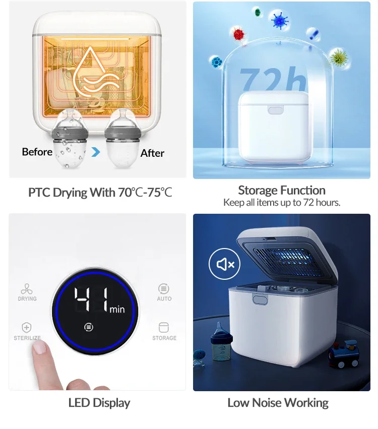 10L China brand factory smart heat glass electric portable box feeding lamp sterilization baby bottle sterilizer