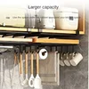 Kitchen Hanging Organizer Rack with Hooks Under Cupboard Paper Towel Rags Hanger Cutting Board Pot Cover Holder Storage Shelf 4