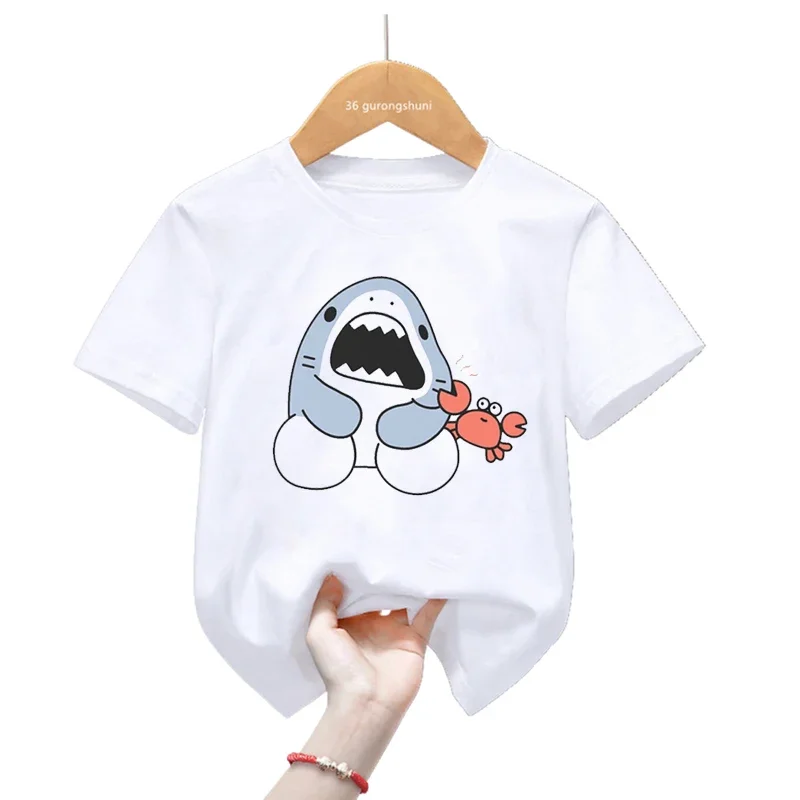 

Модная футболка Samezu с мультяшным принтом краба, Забавная детская одежда для девочек и мальчиков, кавайная детская одежда в стиле Харадзюку, летние топы, футболка