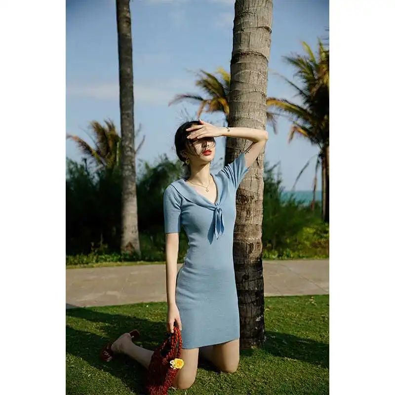 AEL 2024 early autumn new style small fragrance style waist cross strap long sleeve short skirt main image 0
