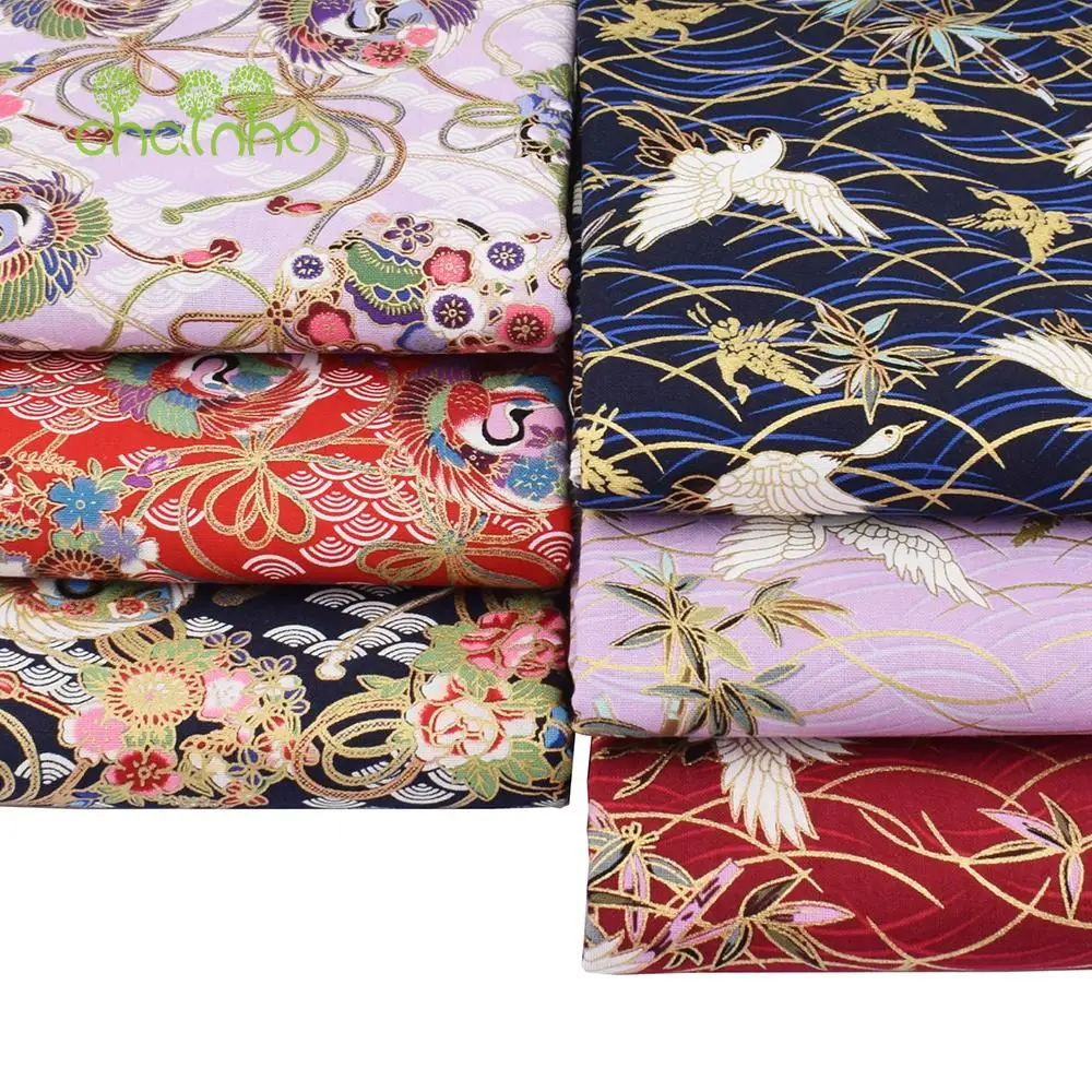 Chainho,Printed Plain Weave Cotton Fabric,DIY Quilting Sewing Material,Patchwork Cloth,6 Designs Series,20x25cm/piece,15CD28