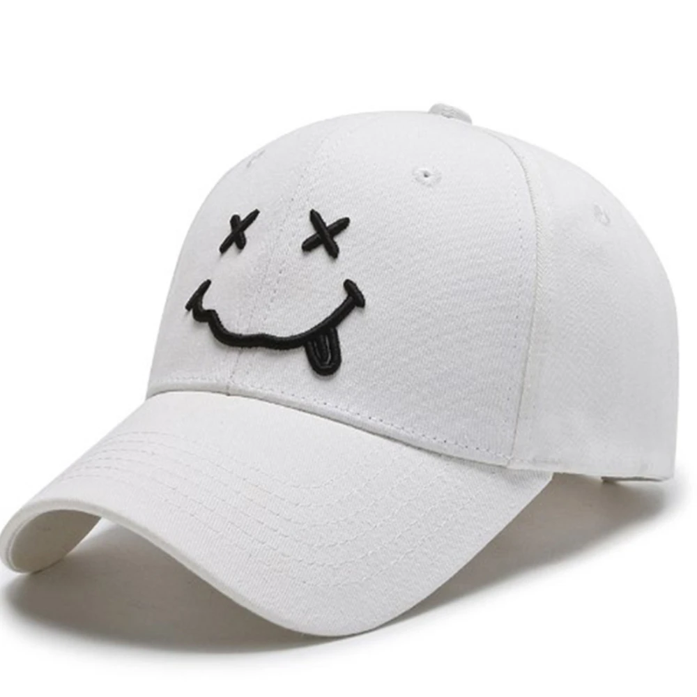 

Embroideries Smiley Baseball Cap Adjustable Breathable Sunshade Snapback Travel Running Riding For Men Women Street Hip-Hop Hat