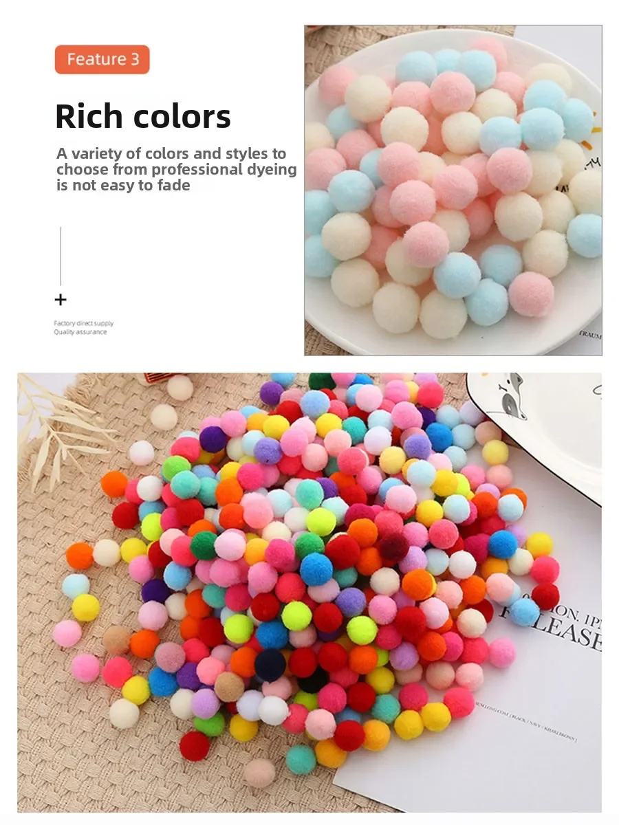 100 Stück 10 mm/15 mm/20 mm weiche Pompons, Fellknäuel, Kunsthandwerk, DIY-Zubehör für Spielzeug, Party-Dekoration, Bastelmaterialien – Detail 5