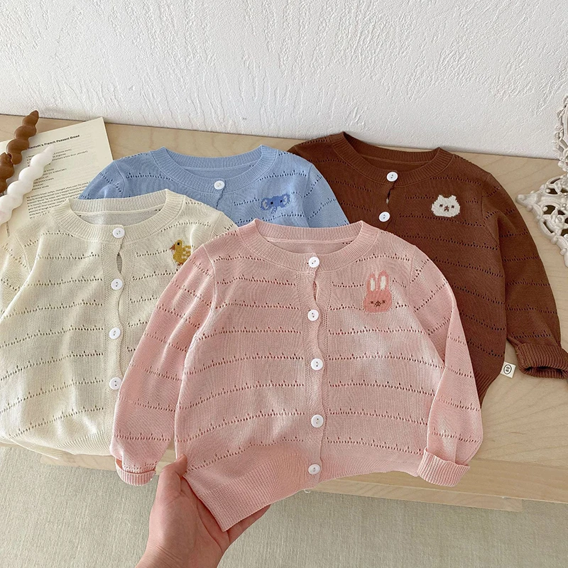0-4 Years Baby Boy Girl Knitted Coat Cute Animals Spring Cardigan Sweater Jacket For Princess Outwear Birthday Gift Kids Clothes