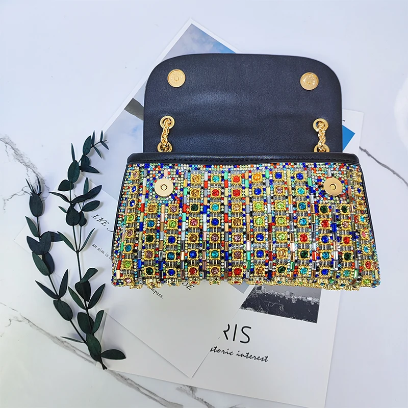 Rhinestone PU Tote Bag for Women Party Elegant Luxury Handbag