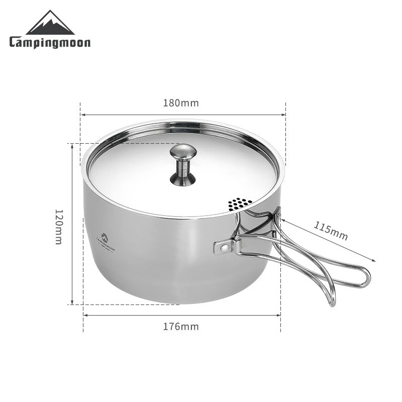Thickened Composite Stainless Steel Outdoor Camping Soup Pot Portable Picnic Pot And Cooking Utensils Boiling Water