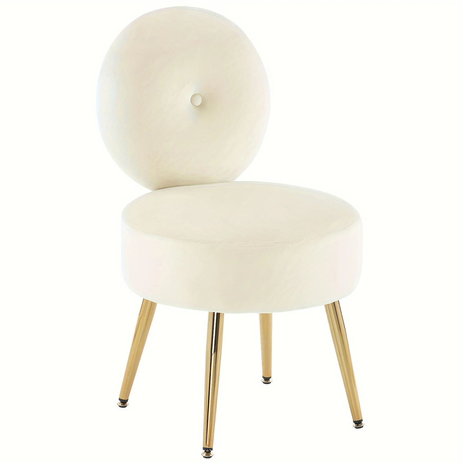 

1pc Vanity Stool Chair With Back, Cute Small Accent Chair Makeup Chair With Gold Legs For Vanity Bedroom Living Room, Beige