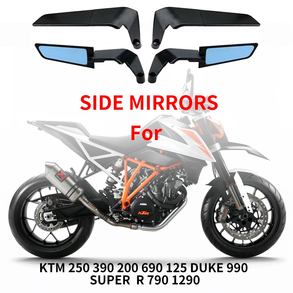 KTM 250 390 200 690 125 DUKE 990 슈퍼 R 790 1290 오토바이 거울, 스텔스 윙렛, 회전 조절 가능 거울