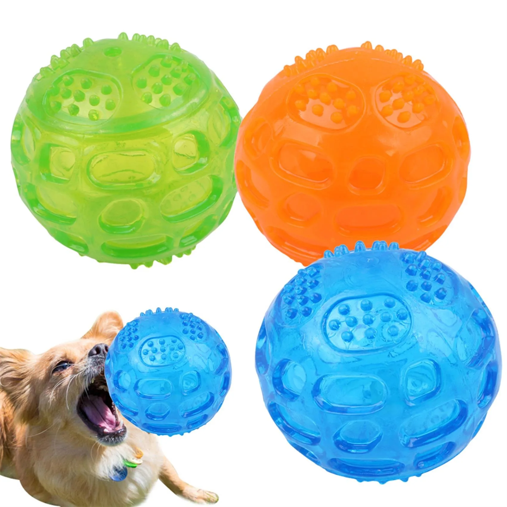 Pet Dog Chew Toy Ball Waterproof Squeak Sound Toys Bite Resistant Teeth Balls for Dogs Training Tooth Cleaning Interactive Toys 3