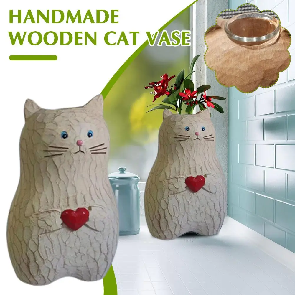 

Деревянная ваза, кошка, ручная работа, искусственные цветы, растения, полка, декоративные элементы, бутылка, домашний милый цветок, украшения для стола, горшок F0M4