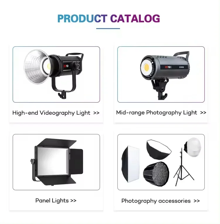 YJBEI CL300Bi 300W Highlight LED Bowens Mount Photography Light for Live Streami