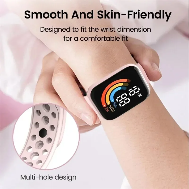 YIKAZE Fashion LED Digital Watch for Kids Sports Waterproof Digital Watches Boy Girl Childrens Silicone Watch Electronic Clock 4