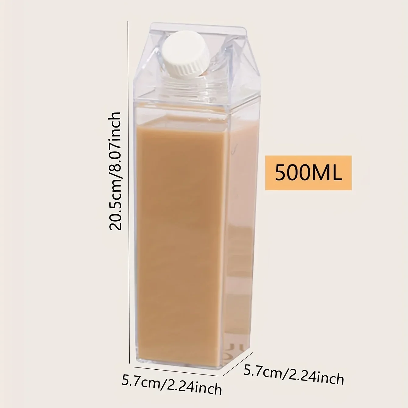 1pc/2pcs Square Milk Cup, Milk Bottle, Milk Tea Cup, Rotatable Sealed Fresh Milk Storage Bottle, Creative Home Multi