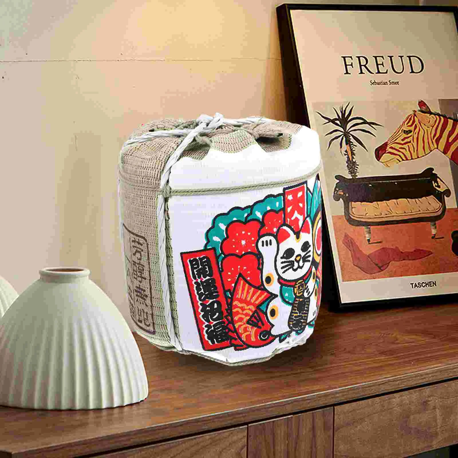 

Models Japanese Sake Barrel Decoration Decorative Barrels Props Statue for Restaurant Indoor Festival Decors Outdoor