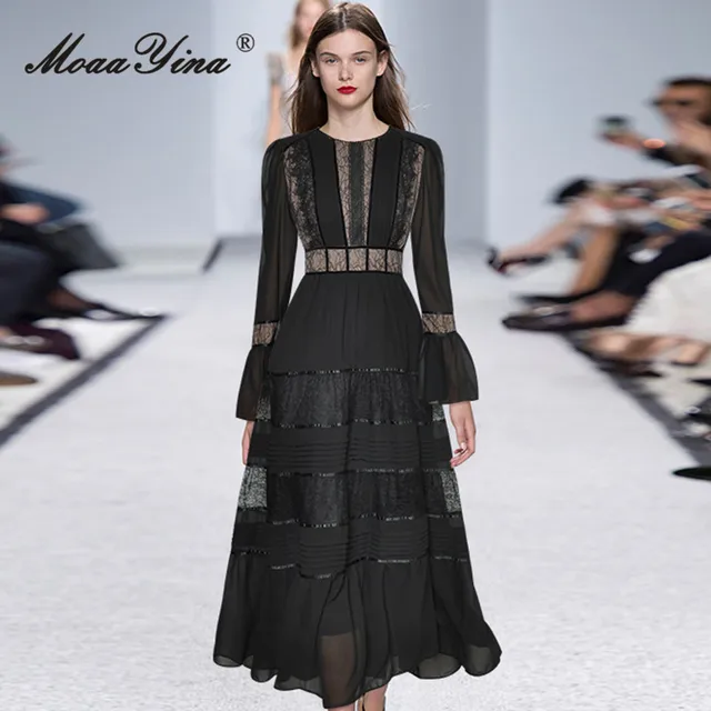 MoaaYina: O Vestido Vintage Perfeito para o Outono 3 Vestido Vintage Spliced MoaaYina