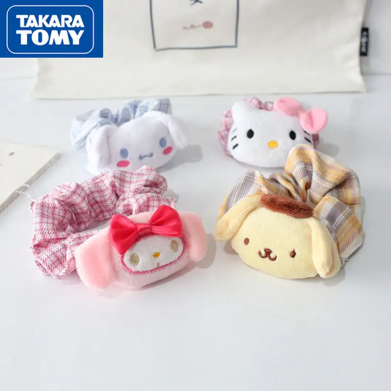 

TAKARA TOMY Girl Cute Hello Kitty Sweet Fabric Large Intestine Circle Student Ponytail Ball Head High Sense Hair Ring