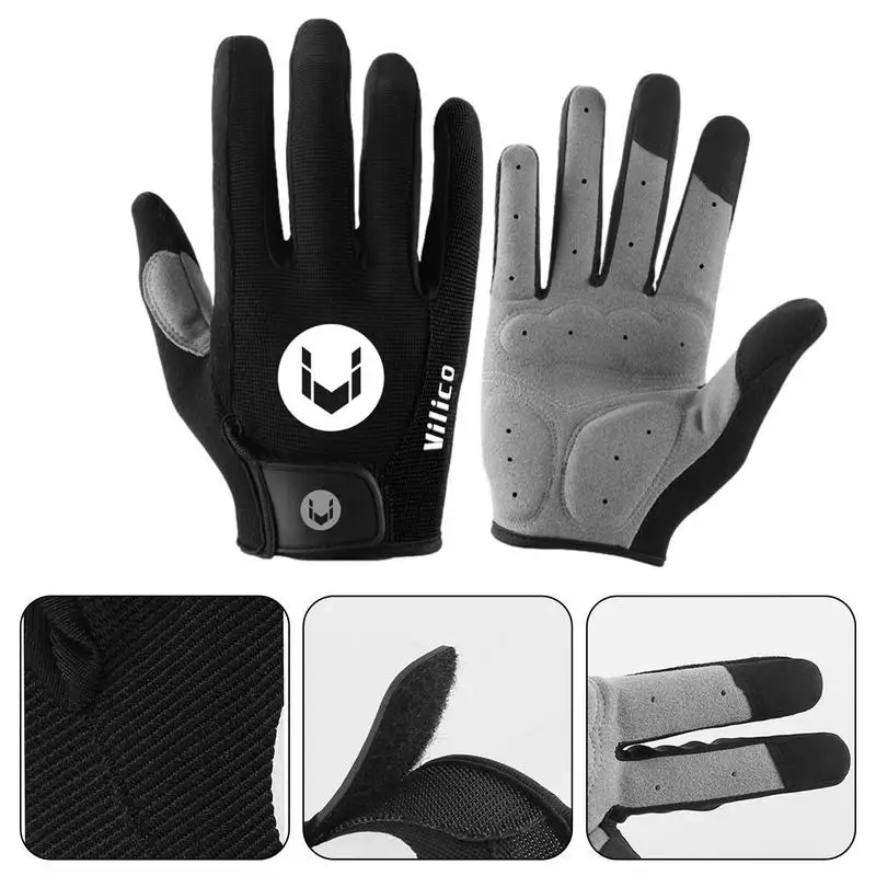 Cycling Anti-slip Full Finger Gloves MTB Bike Gloves Pad Men Women Breathable Anti-shock outdoor Sports Warm Bicycle Gloves 2024