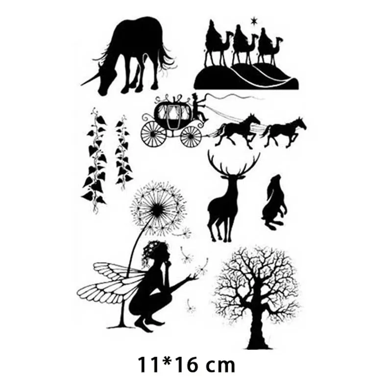 Fairy Forest Elf Plant Animals Clear Stamps Silicone Seal for DIY Scrapbooking Paper Photo Album Decorative Template