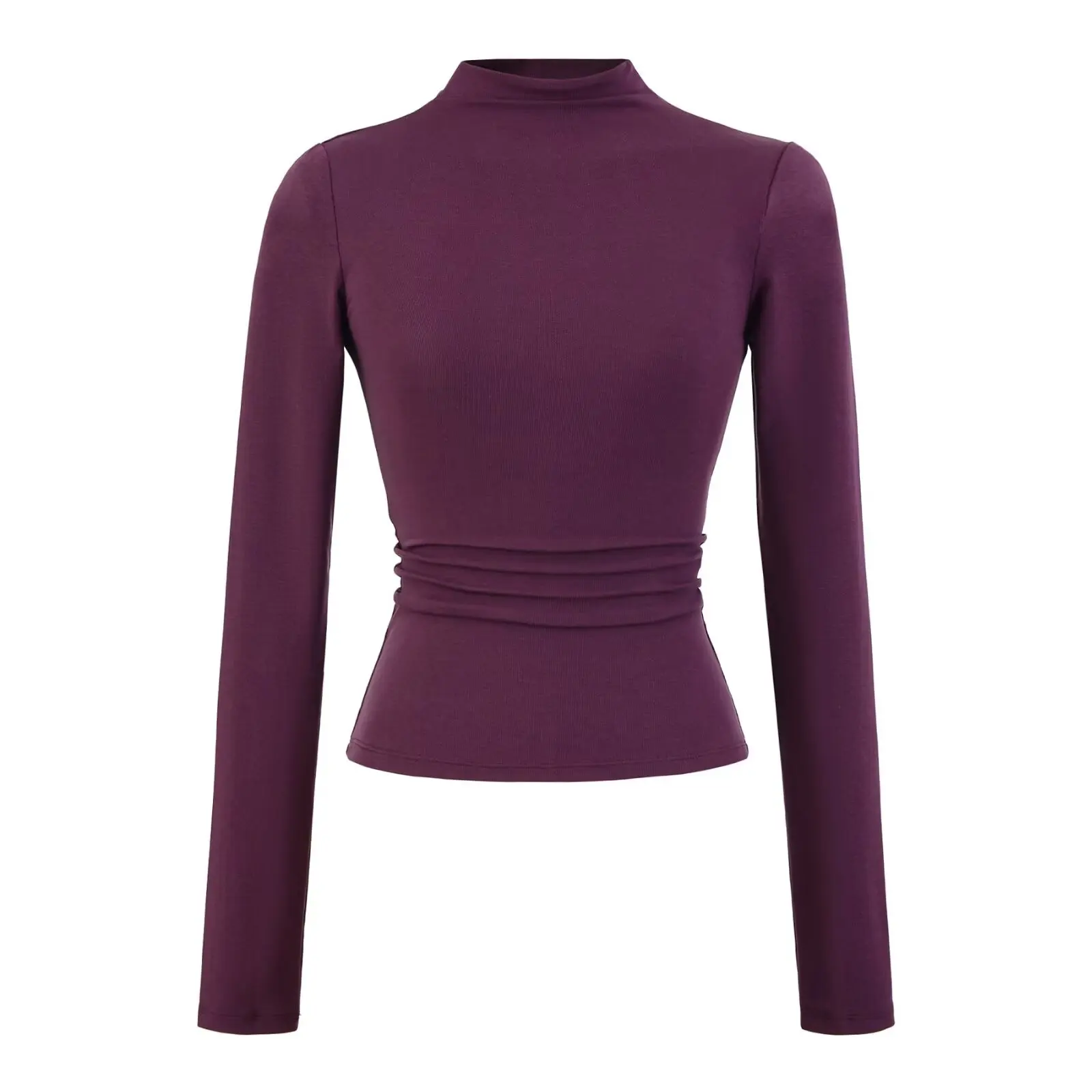 Slim Fit Long Sve Blue High Collar Base irt Women's Autumn Tight Inner Wear Versatile Slimming T-irt Top Street Sle