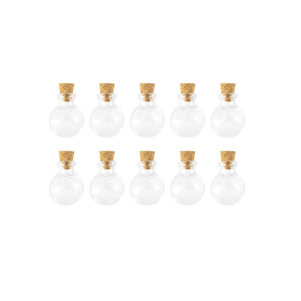 Round Ball Mini Bottles Pendants Necklace Small Glass Bottles With Cork Gift Glass Jars Vial 20pcs new