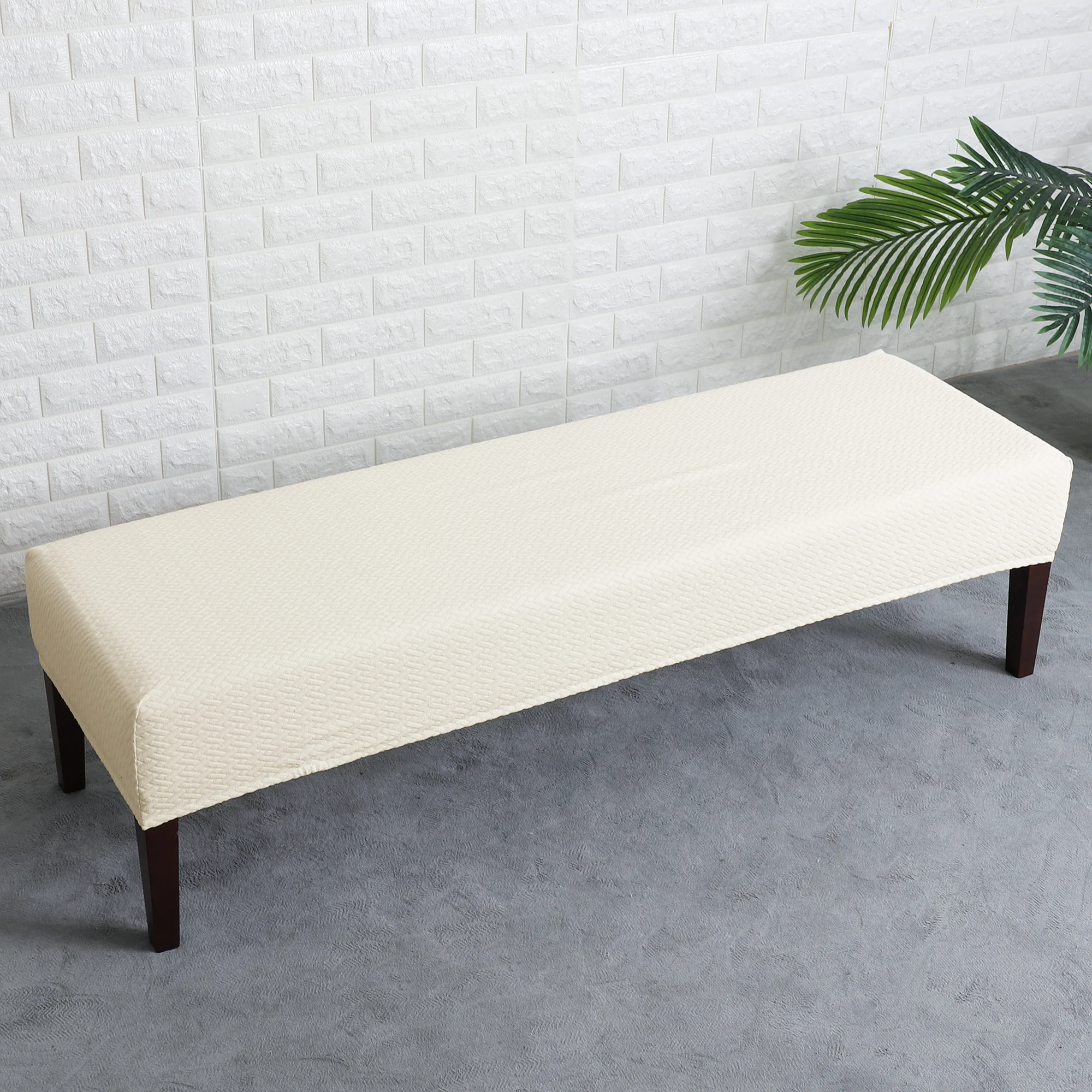 Stretch Jacquard Waterproof Bench Cover for Dining Room Bedroom Kitchen Bench Slipcovers Anti-Dust Removable Washable 3