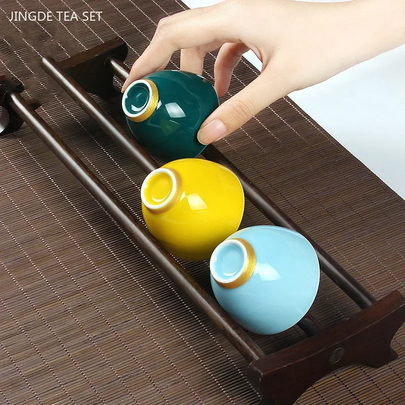 6pcs/50ml Exquisite Ceramic Tea Cup Set Chinese Zen Master Cup Handmade Beauty Portable Teacup Custom Ceramic Tea Set
