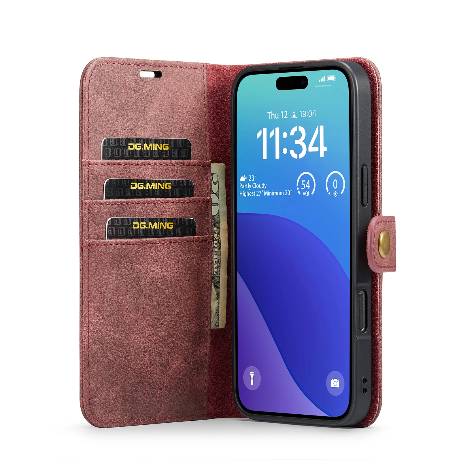 Magnetic 2-in-1 Detachable Leather Wallet Case with 3-Card Flip Cover