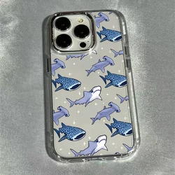Summer Ocean Shark Design Soft Clear Phone Case Cover for iPhone 15 Plus (A2)