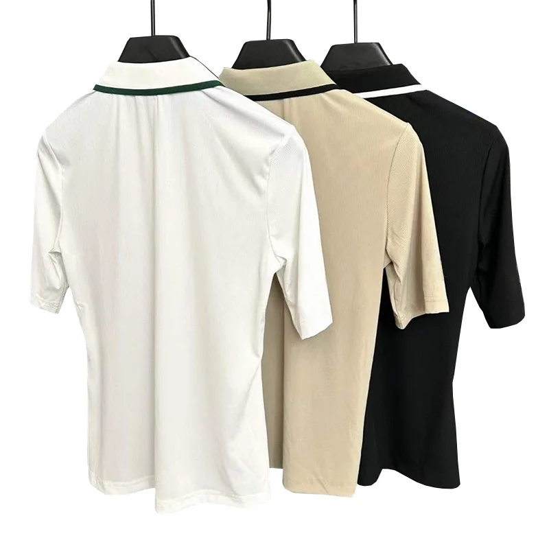 Summer Women's Golf Sports Shirt Solid Color Short sleeved T-shirt Outdoor Casual Quick Drying Lady Slim Fit Polo Shirt Top