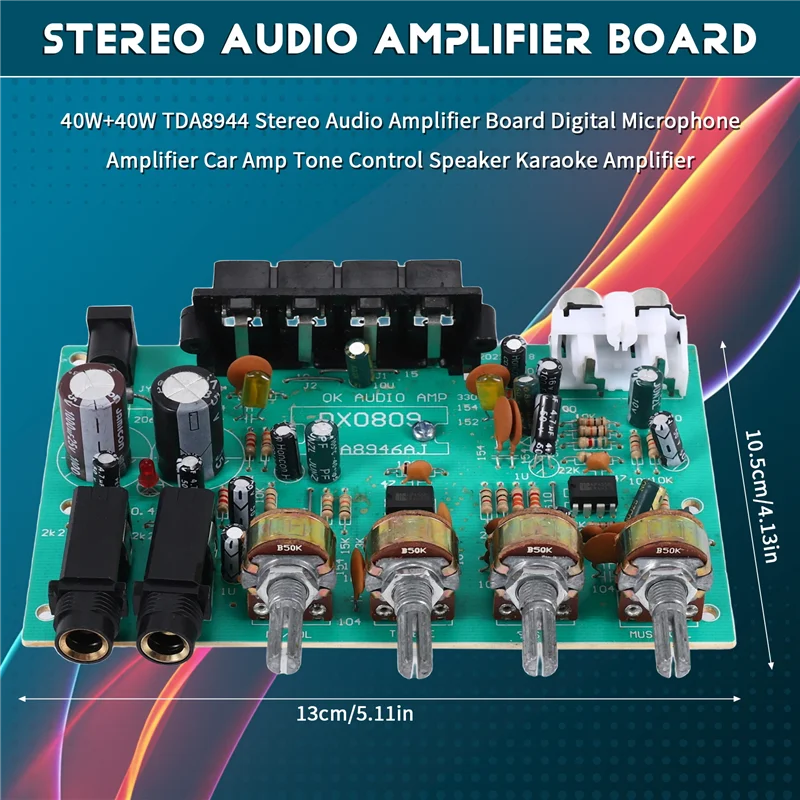 우수-40W + 40W TDA8944 스테레오 오디오 증폭기 보드 디지털 마이크 증폭기 자동차 앰프 톤 컨트롤 스피커 가라오케 증폭기