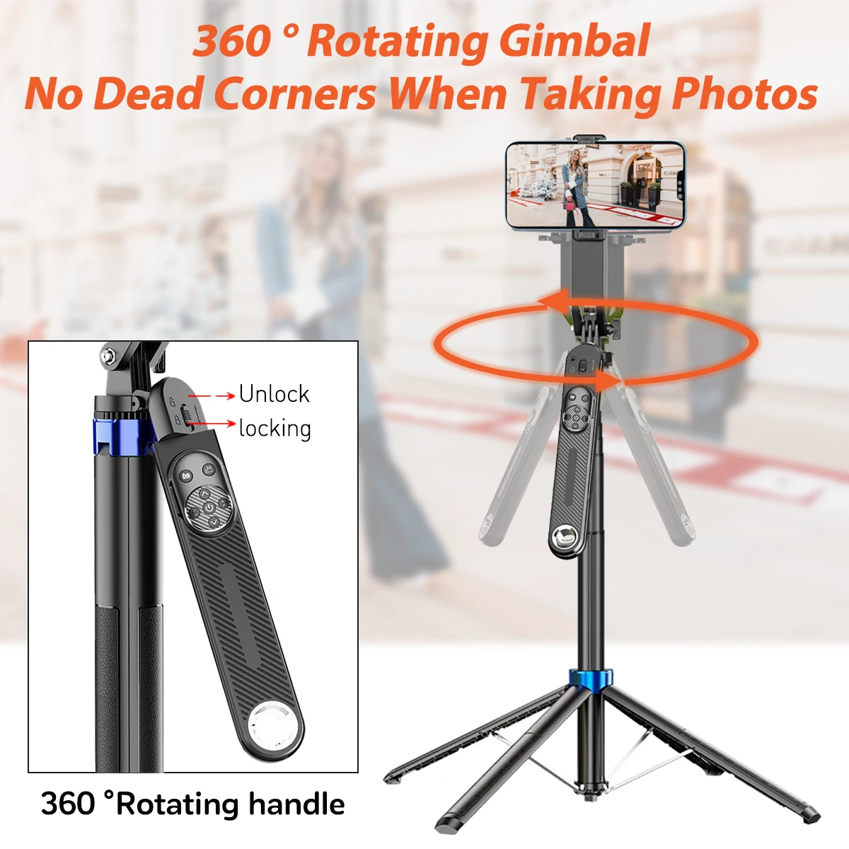 Xiaomi 1.8M Quadruped Bluetooth Selfie Stick Tripod Extendable Aluminum Alloy Holder 360 Degree Rotation with Wireless Remote