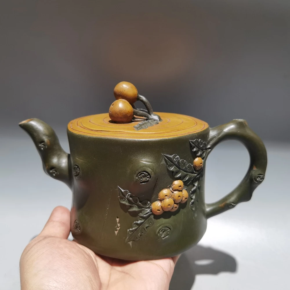 

Chinese Yixing Zisha Clay Teapot Tree Stake Pot Jiang Rong 350ml