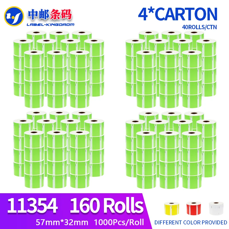 

160 Rolls Dymo Compatible Green 11354 Label 57mm*32mm 1000Pcs for LabelWriter 400 450 450Turbo Printer Seiko SLP 440 450