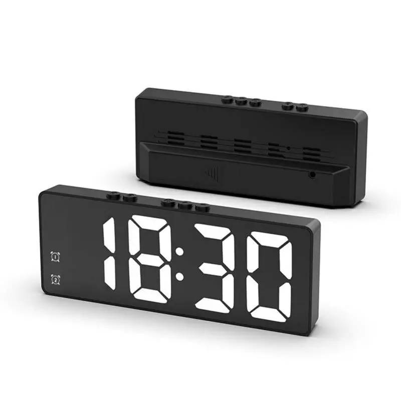Simply LED Alarm Clock Student Digital Electronic Clock Voice Control Snooze Alarms Temperature Mute Table Clock