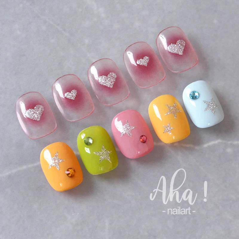 Vacation Nail Shop Bright Puffy Heart Nail Stickers