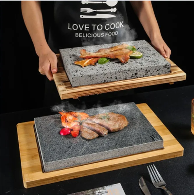 volcanic rock barbecue stone roasting pan steak frying pan western restaurant high-temperature rock heat insulation pad anti-sca