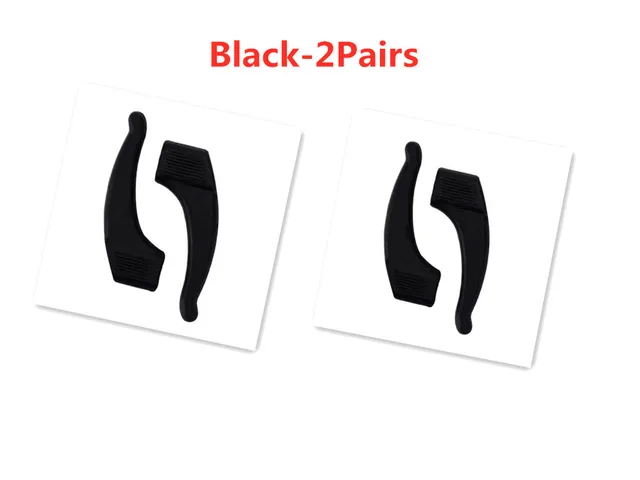 Fashion Anti Slip Ear Hook Eyeglass Eyewear Accessories Eye Glasses Silicone Grip Temple Tip Holder Spectacle Eyeglasses Grip Black-2Pairs
