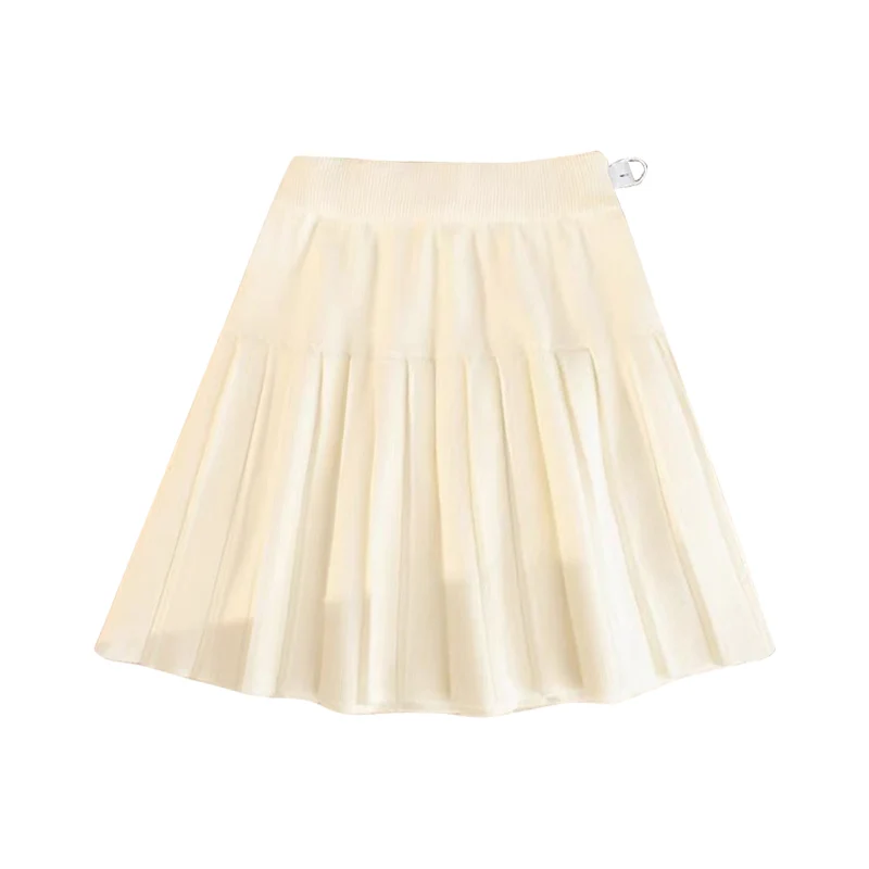 Korean Style Short Maternity Pleated Skirt Autumn Winter Fashion Pregnant Woman Knitted Skirt Adjustable Waist Pregnancy Clothes
