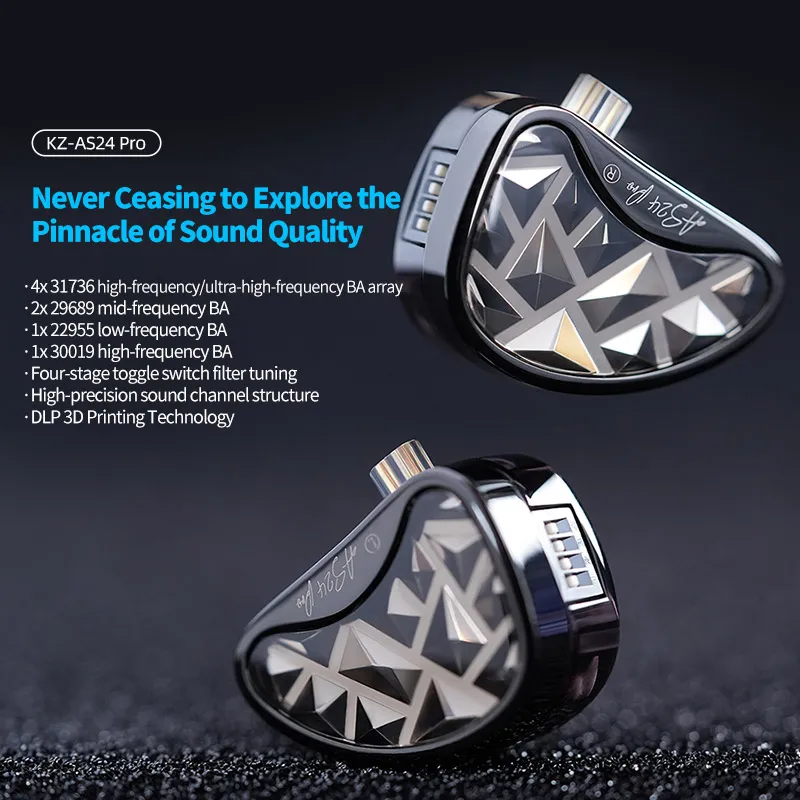 KZ AS24 PRO 24 Unit Upgraded Balanced Armature Drive Optional Adjustable Earbuds HIFI In Ear Wired Gaming Earphones wired earphones wired earplugs wired headphones in ear earphones in ear headphones