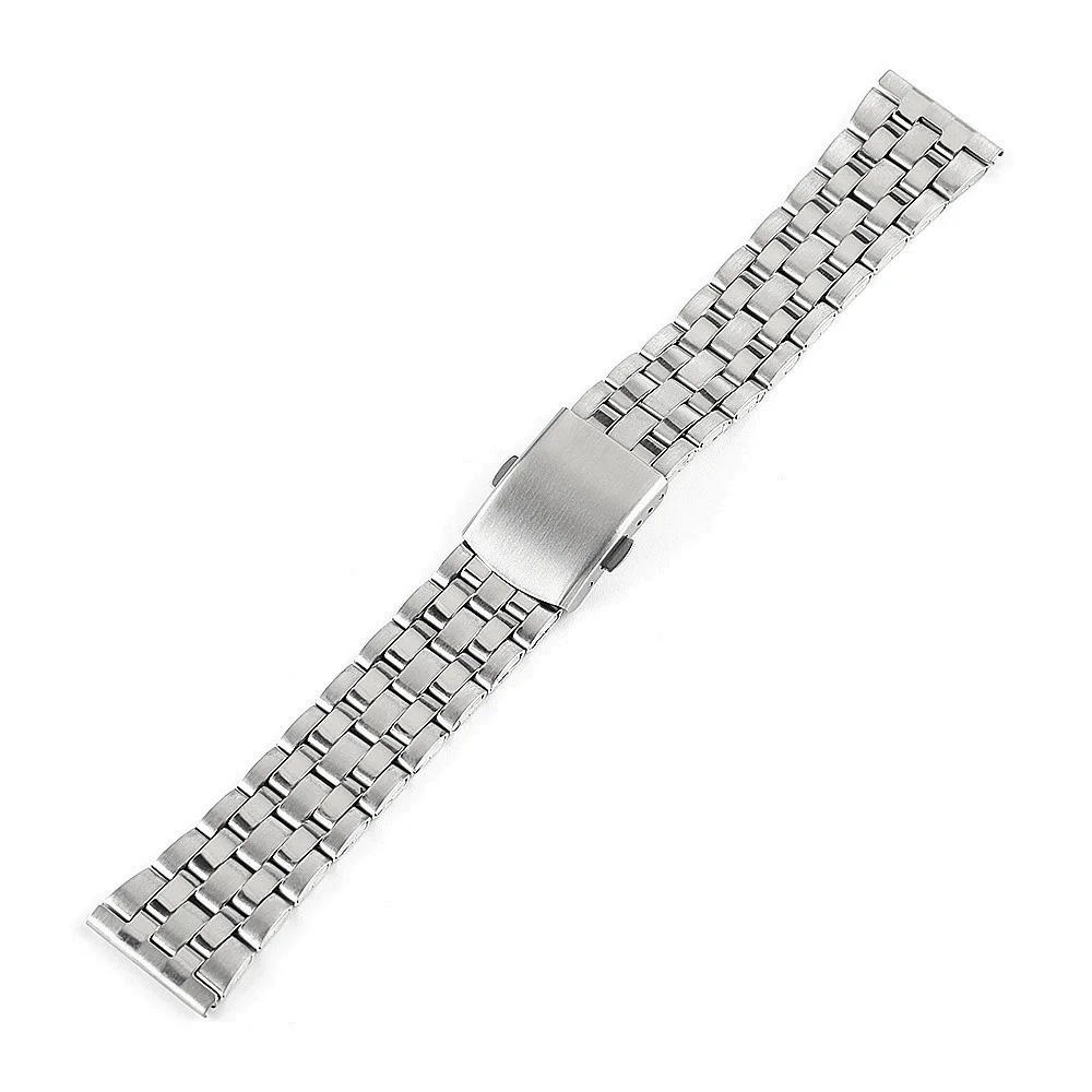 Watch Accessories 18mm 20mm 22mm 24mm Silver Aircraft Buckle Stainless Steel Flat End Jubilee Watch Bracelet