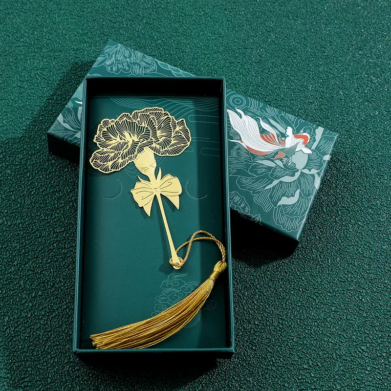 Chinese Style Handmade Book Mark Golden Rose Lotus Flower Bookmarks Reading Marker for Book Lover Gifts for Friend Collection - Image 5