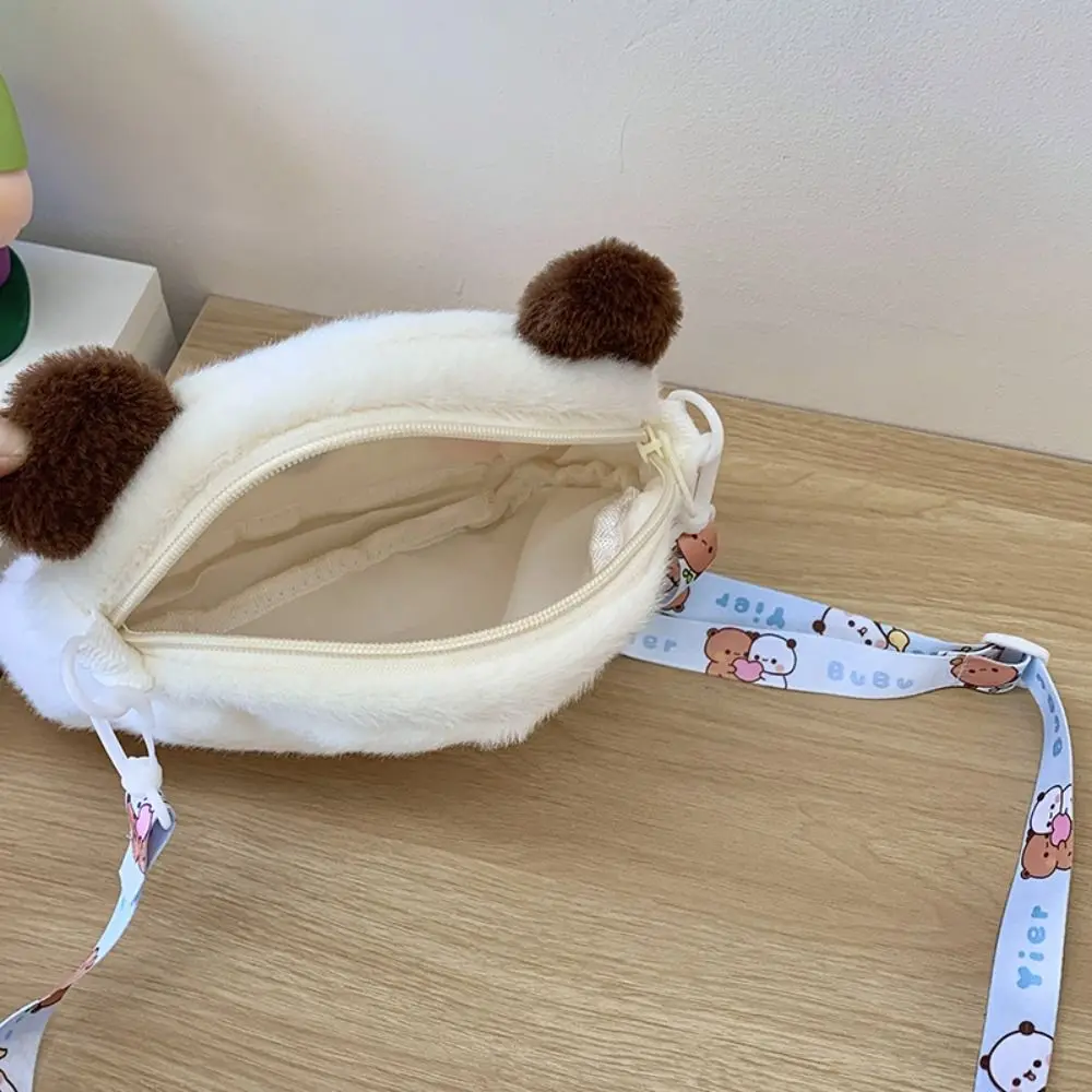 Cute Anime Bear Crossbody Bag Creative Cartoon  Shoulder Bag Soft Women Girls Storage Wallet Kawaii Fluffy Purse Nice Gift