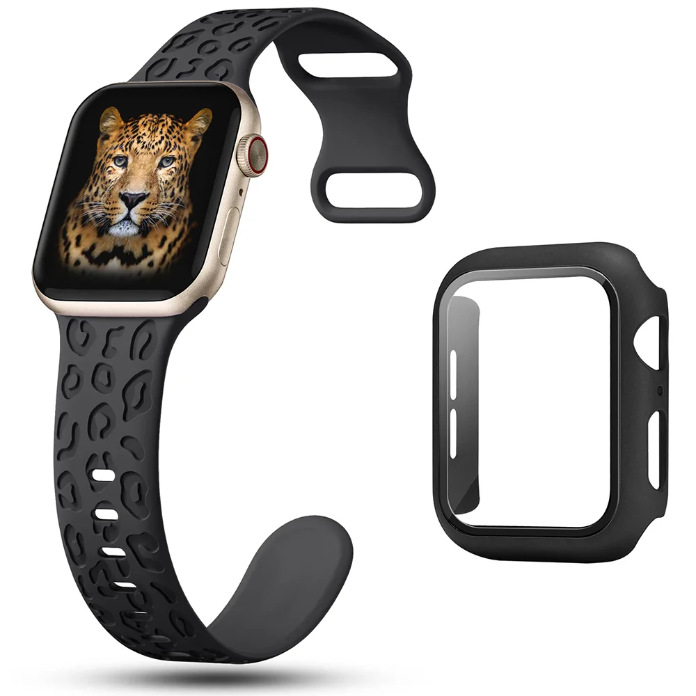 Deluxe Silicone Band Set with Tempered Glass and Protective Case