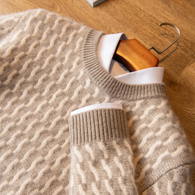 DjzDsm Men's 100% Pure Cashmere Top O-neck High end Warm Cashmere Sweater Casual Sweater Hoodie Autumn/Winter New Collection 3