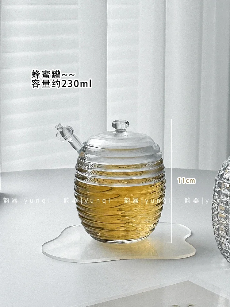 Honey Glass Jar Syrup Jam Storage Jar Storages Jar with Lid Mixing Rod Honey Jars Kitchen Storages Tools Food Storage Containers 6