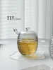 Honey Glass Jar Syrup Jam Storage Jar Storages Jar with Lid Mixing Rod Honey Jars Kitchen Storages Tools Food Storage Containers 6