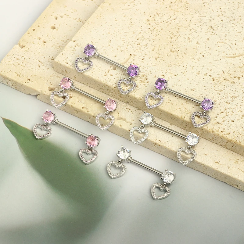 14G Nipple Rings for Women 316L Stainless Steel Heart Butterfly Moon CZ heart Barbell Nipple Rings Set Cute Nipplerings Piercin